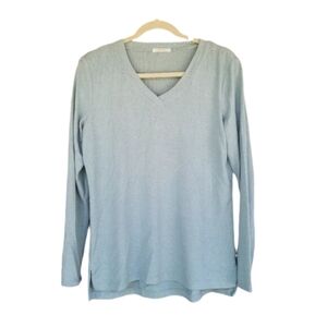 Matty M Light Blue V-Neck Sweater Cool Summer Nights Sky Blue